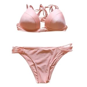 NWT- Classic Rope-Detail Pink Bikini Set